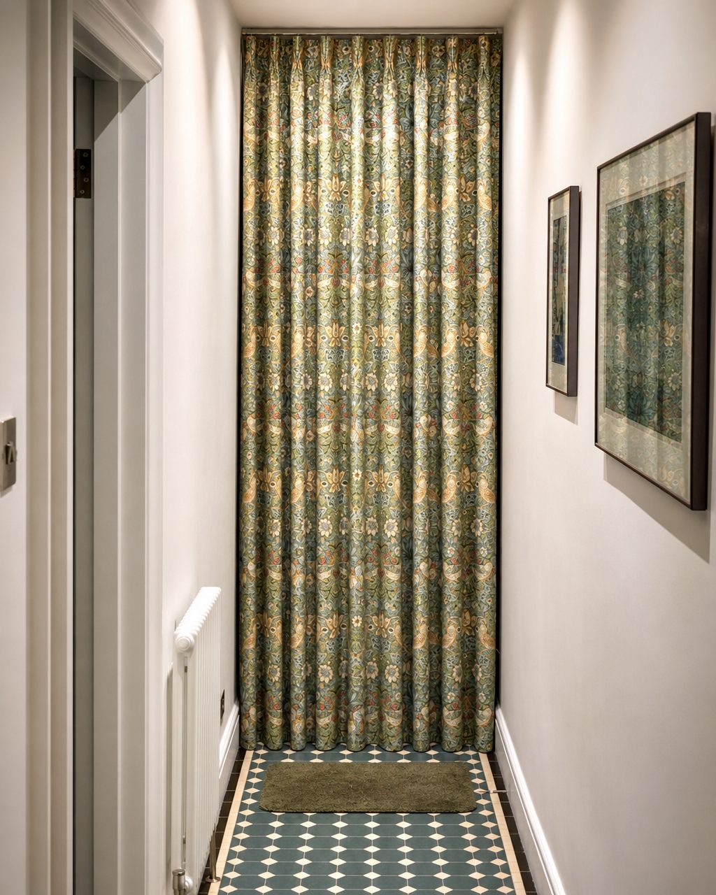Green patterned curtains