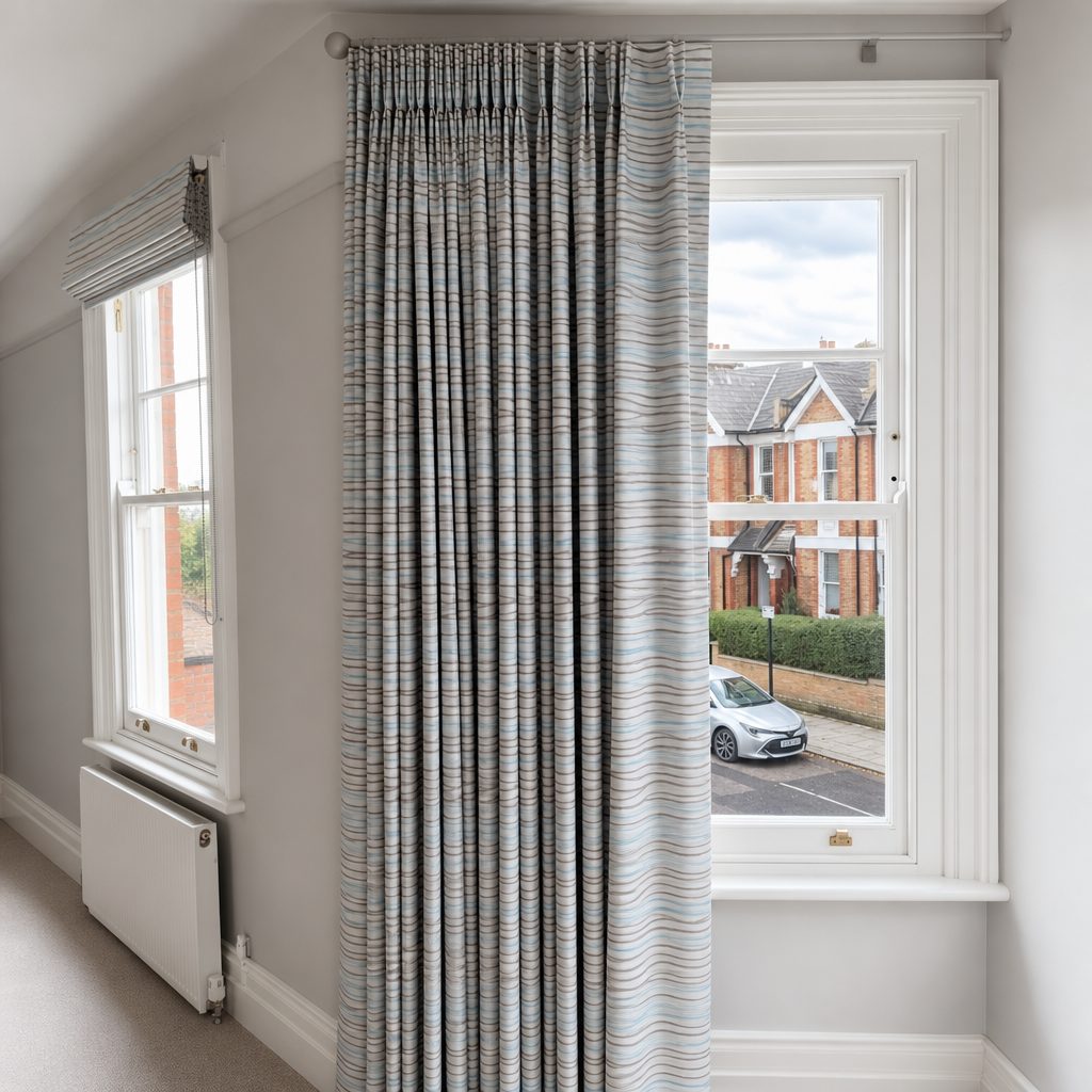 Patterned fabric curtain