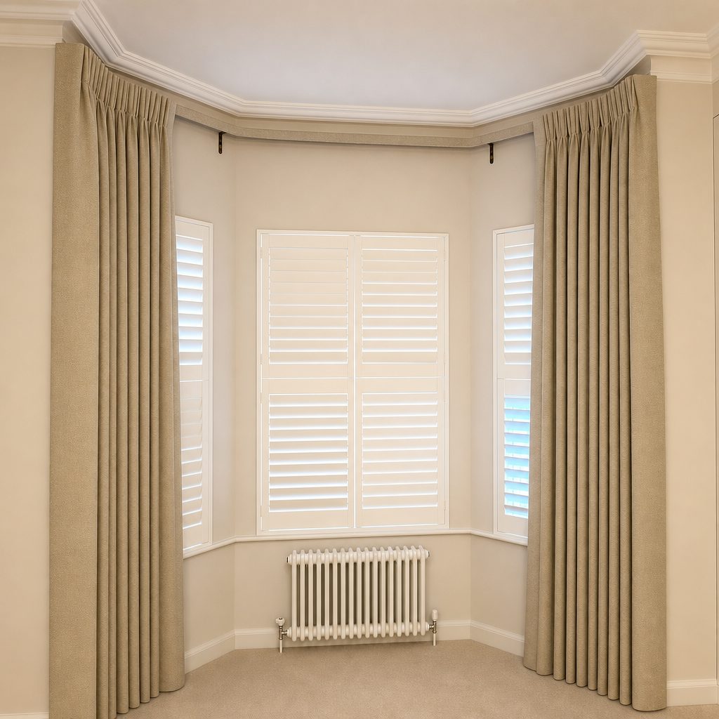 Pleated bay window curtains