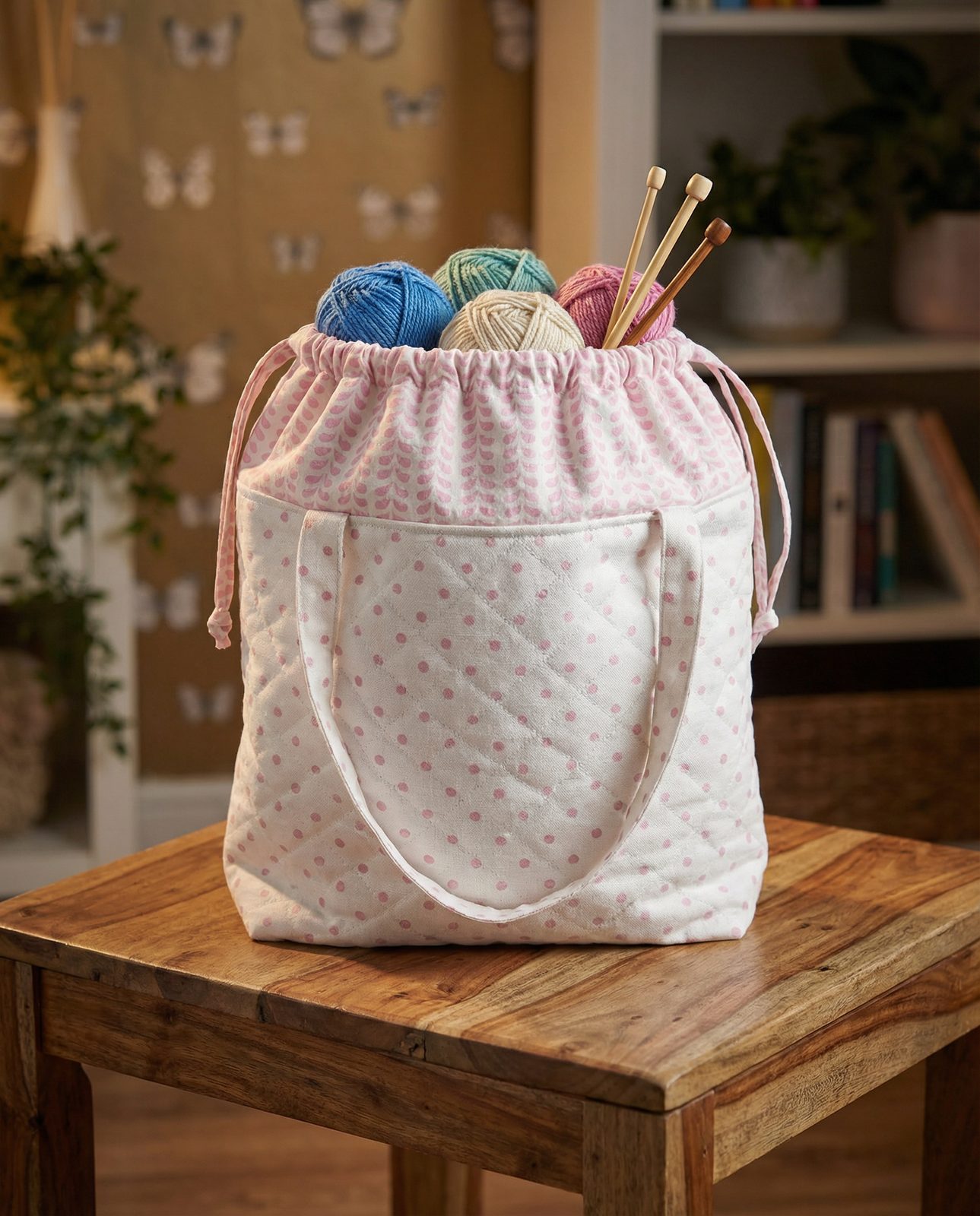 Quilted fabric project bag