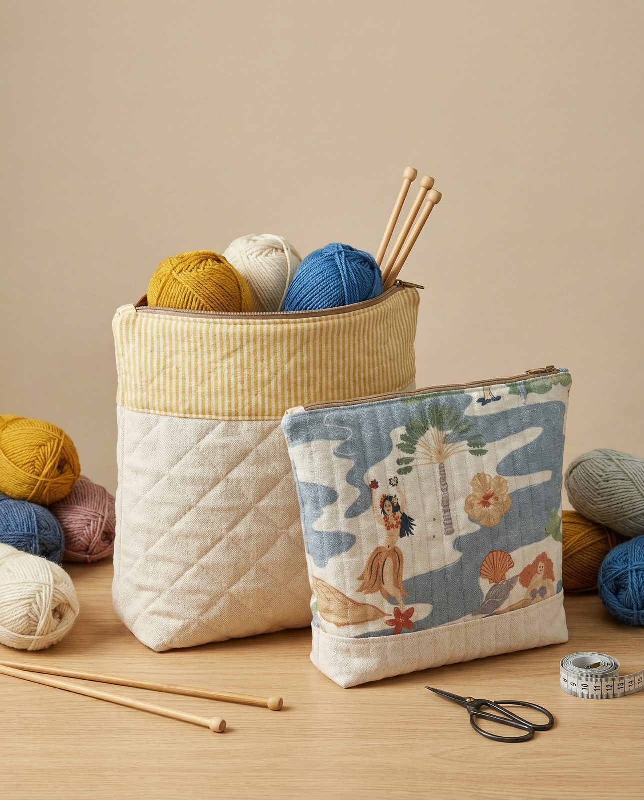Quilted zip project bags
