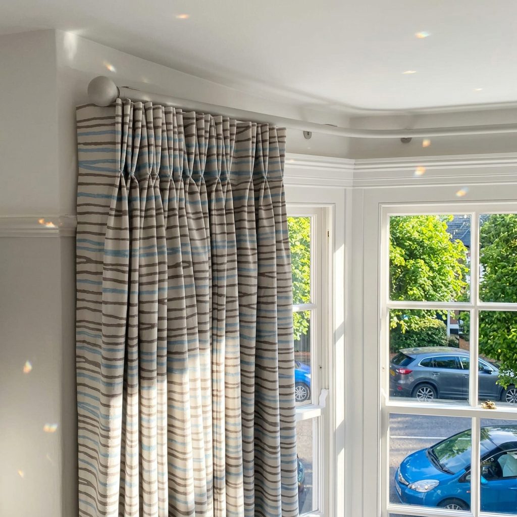 Striped pleated curtains