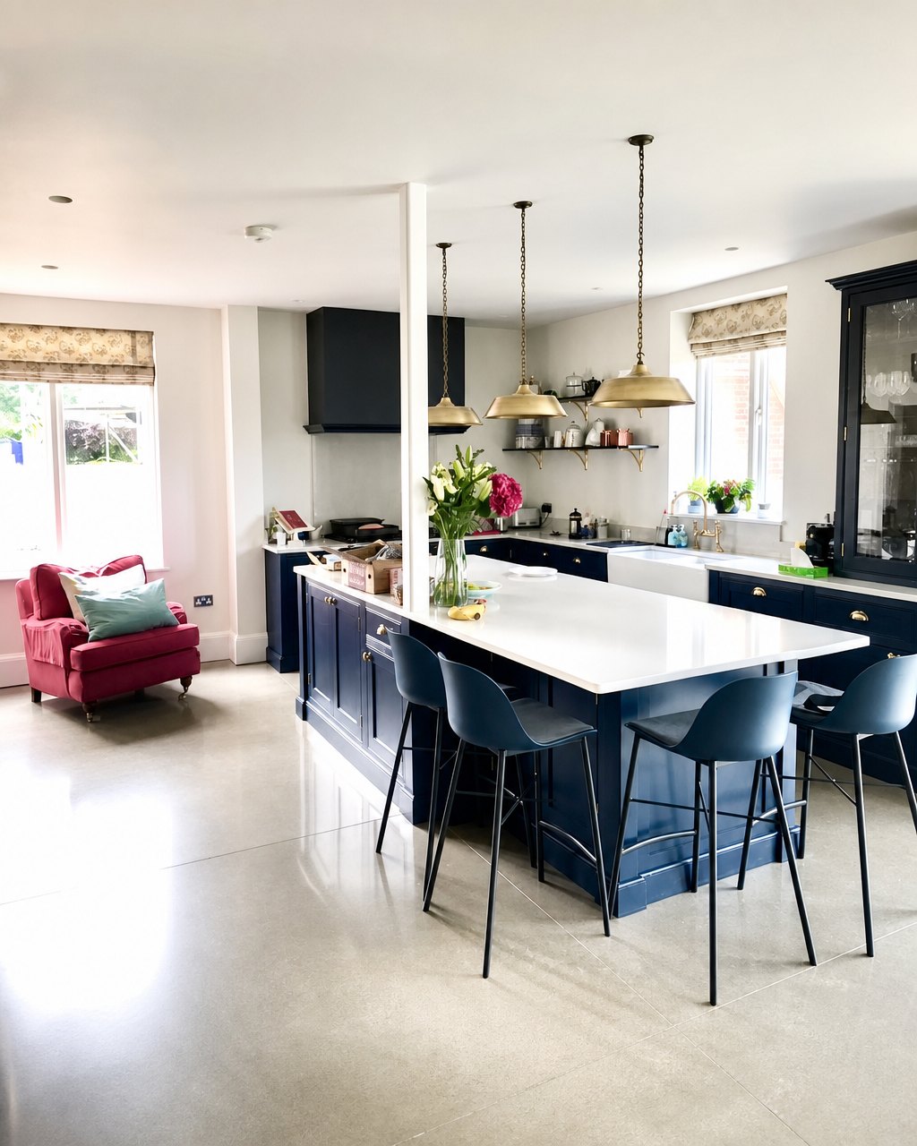 Roman blind in a kitchen