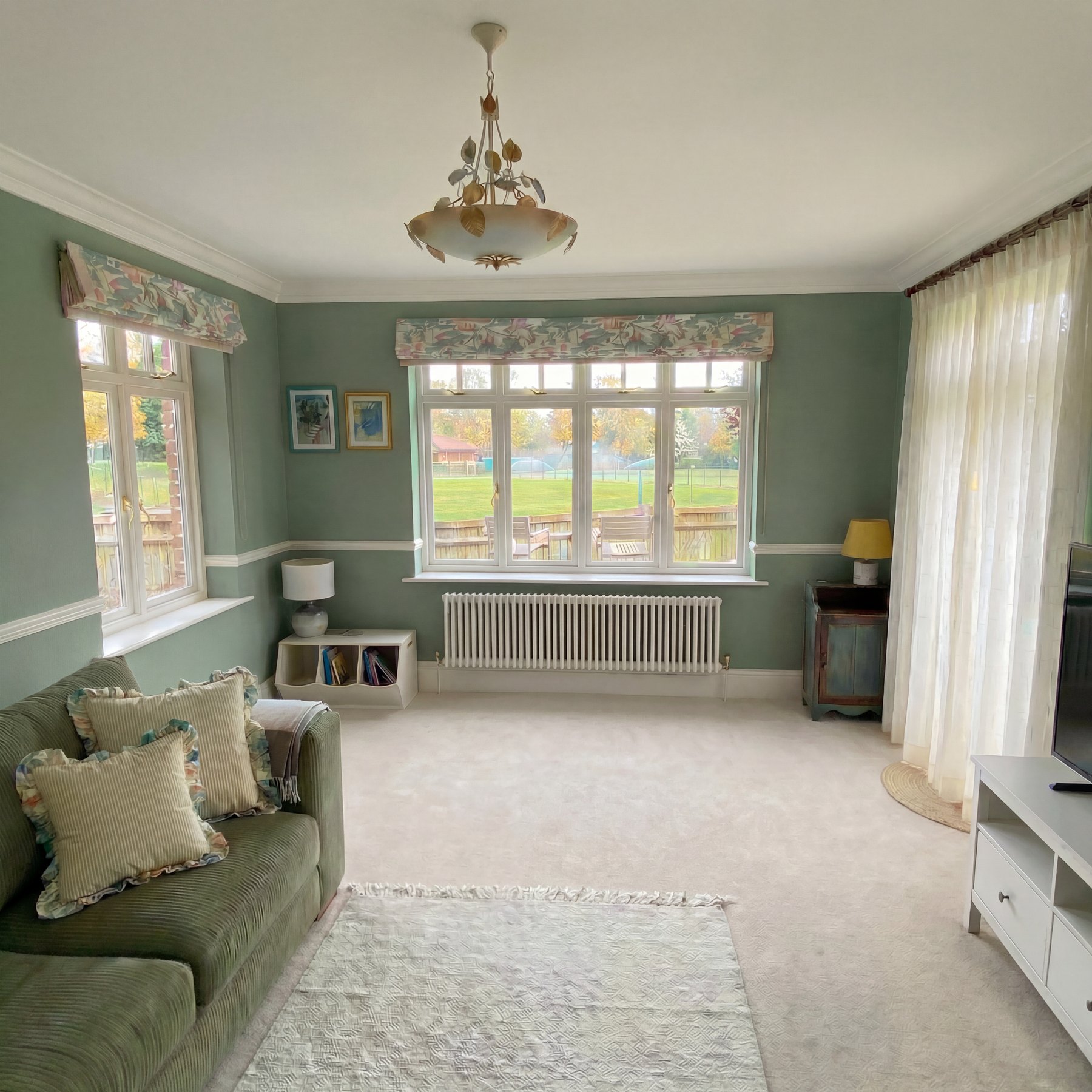 Roman blind in a sitting room