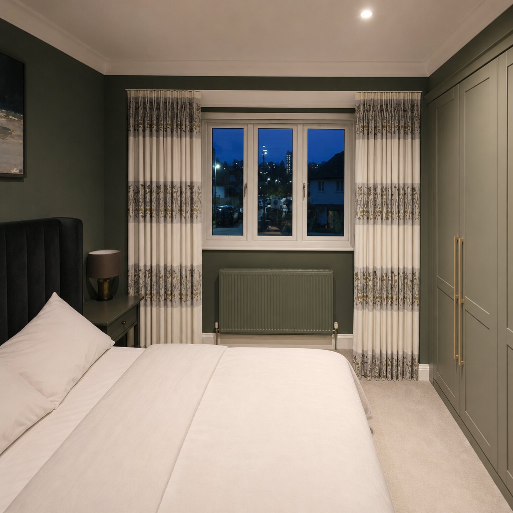 Striped bedroom curtains
