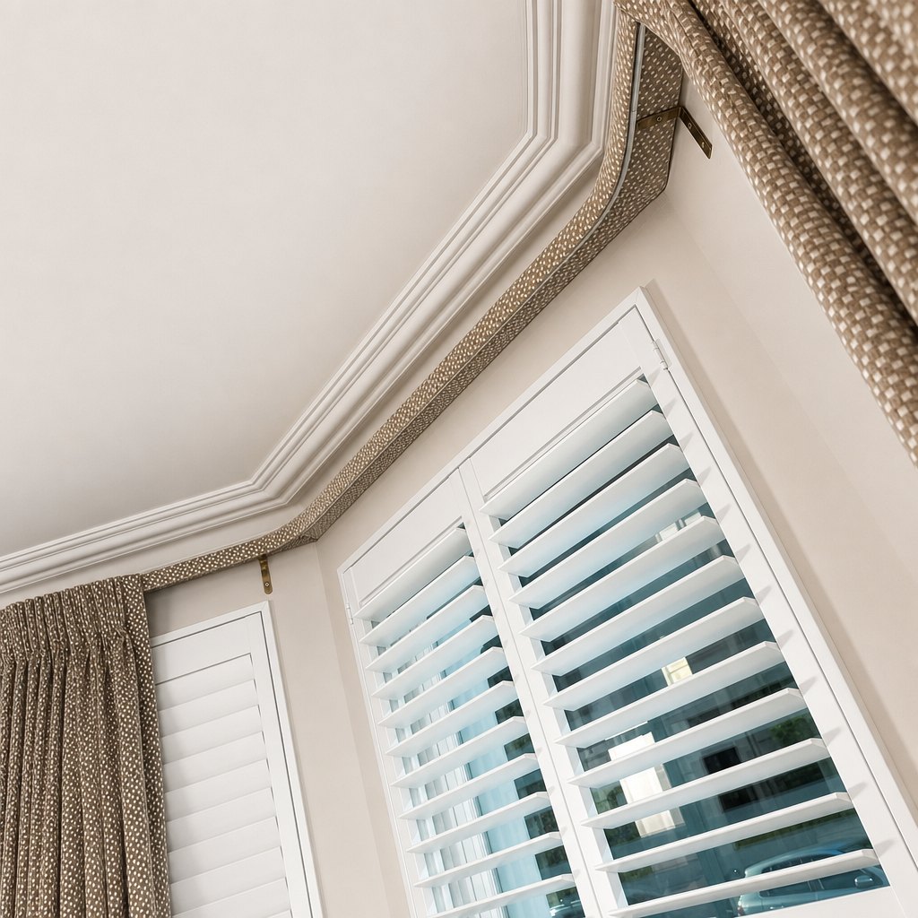 Curtain track and shutter detail