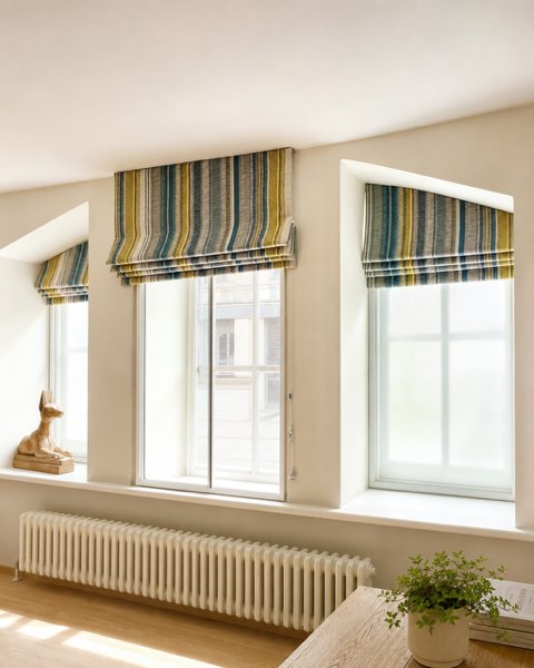 Roman blinds in a bright room