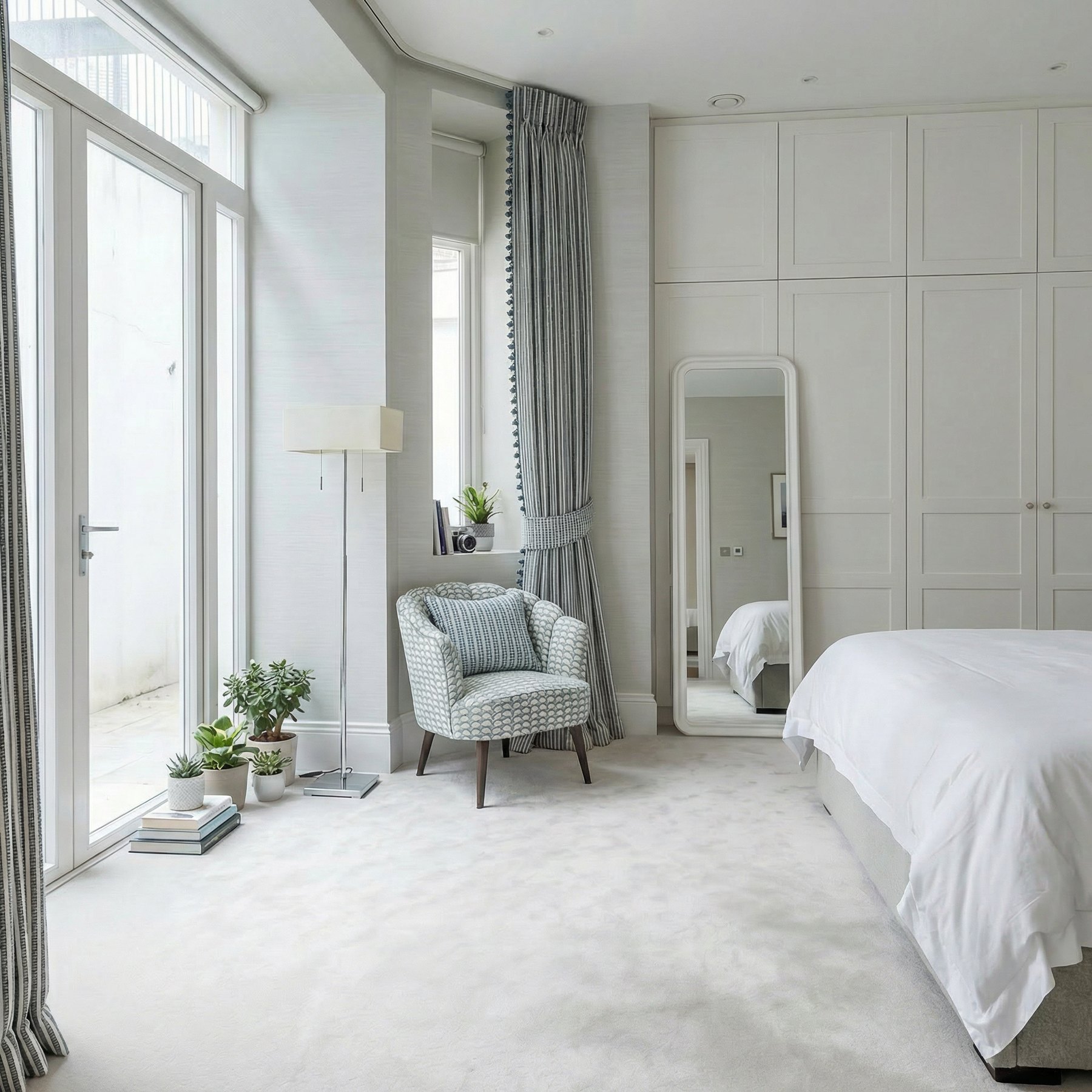Bedroom curtains with matching chair